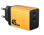 Brzi punjač za mobilni cena - WP-U33 Super brzi Strujni GaN Punjač, 2-porta USB (2 x 3.1 tipC) 45W, žuti