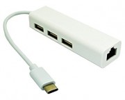 hub cena cena - USB 3.1 tip C HUB (3 port USB 2.0 + 1port fast ethernet)