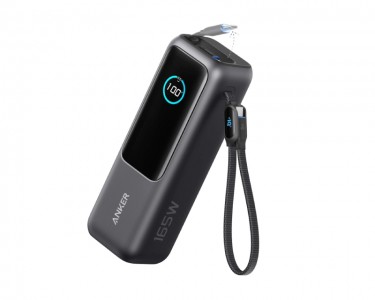 25000mAh, 165W, sa ugrađenim USB-C kablom na izvlačenje, Power Bank za laptop crni