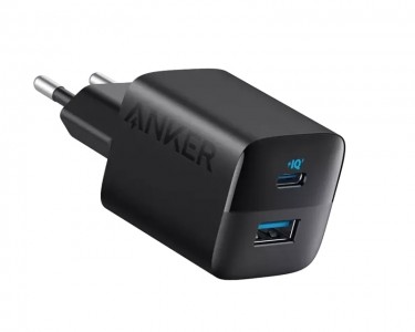 323 33W USB-C zidni punjač 2-porta (USB-A i USB-C), crni