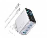 Brzi punjač za mobilni cena - 140W GaN zidni brzi punjač, 4-porta (3x USB-C i 1x USB-A) sa USB-C M/M pletenim kablom, srebrni