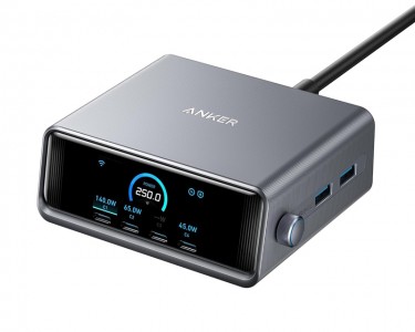Prime 250W GaN stoni brzi punjač, 6-portova (4x USB-C, 2x USB-A) srebrni