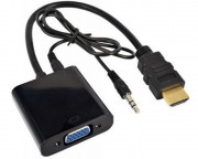 kabl, adapter - Adapter HDMI (M) - VGA D-sub (F) + Audio kabl 3.5mm (M/M) crni