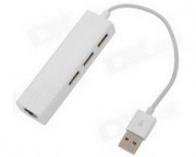 hub cena cena - USB 2.0 - HUB 3port + RJ45 (ž) beli