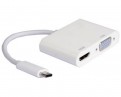 Adapter USB 3.1 tip C (M) - HDMI + VGA (F) beli