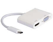 kabl, adapter - Adapter USB 3.1 tip C (M) - HDMI + VGA (F) beli