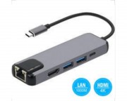 hub cena cena - Adapter-konvertor TIP-C na HDMI + 2xUSB 3.0 + TIP C + RJ45