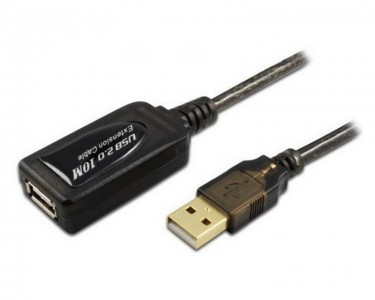 Kabl sa pojačivačem USB A - USB A M/F 10m crni