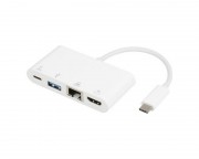 hub cena cena - Adapter USB 3.1 tip C (M) - HDMI + USB3.0 + RJ45 + tip C (F) beli