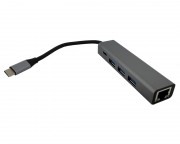 kabl, adapter - Adapter-konvertor TIP C na 3xUSB 3.0+TIP C+RJ45