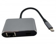 kabl, adapter - Adapter-konvertor TIP C na 2xUSB 3.0+TIP C+RJ45