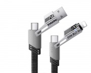 kabl, adapter - RC-C189  USB A+C na USB C+Lightning 2u2 65W 1m data kabl crni