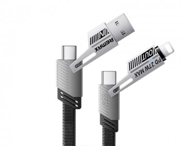 RC-C189  USB A+C na USB C+Lightning 2u2 65W 1m data kabl crni