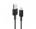 322 USB tip-A na USB tip-C kabl M/M 0.9m, 18W, pleteni, crni