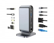 hub cena cena - Adapter TIP C HUB na HDMI+VGA+4xUSB+SD/micro+RJ45+ PD+2xTIP C+Audio